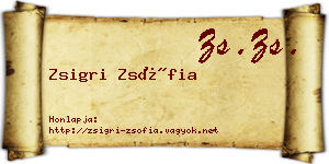Zsigri Zsófia névjegykártya