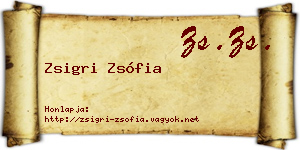Zsigri Zsófia névjegykártya